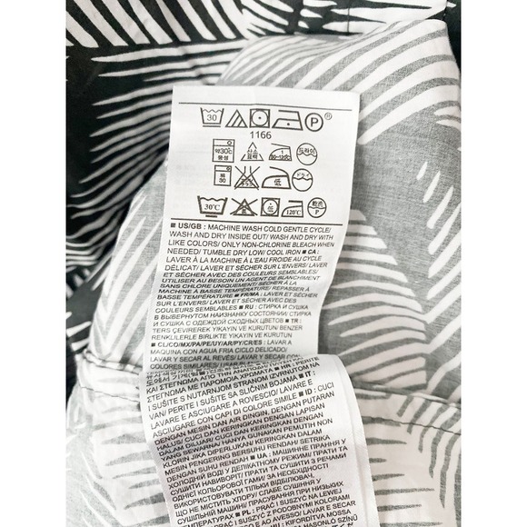 Gap Women's Cotton Button Front Tank Midi Dress Tie Back Dark Gray Palm Print - Picture 7 of 7